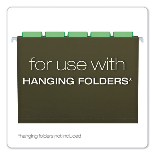 Picture of Transparent Colored Tabs For Hanging File Folders, 1/5-Cut, Green, 2" Wide, 25/Pack