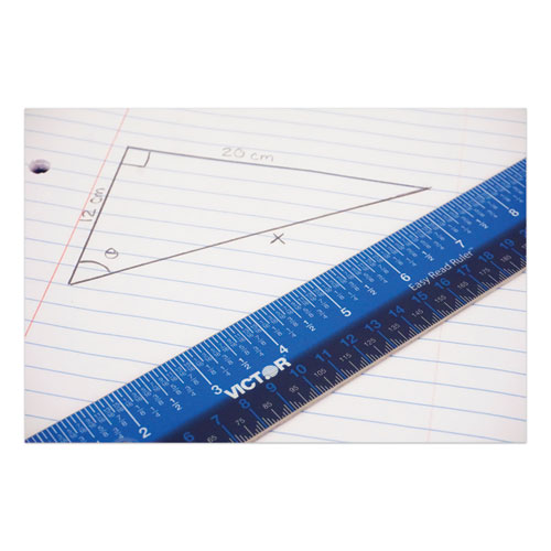 Picture of Easy Read Stainless Steel Ruler, Standard/Metric, 12".5 Long, Blue