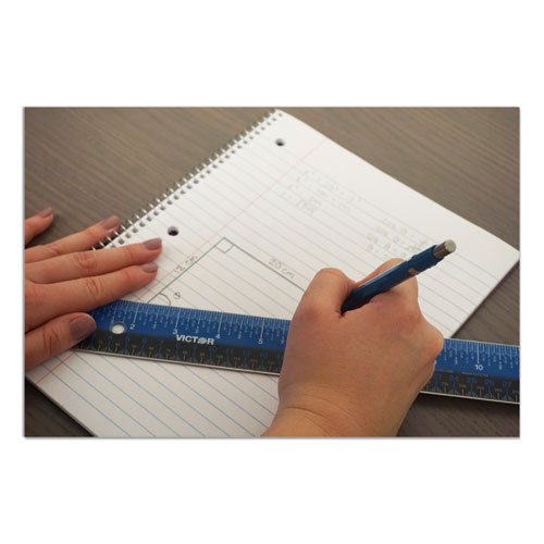 Picture of Easy Read Stainless Steel Ruler, Standard/Metric, 12".5 Long, Blue