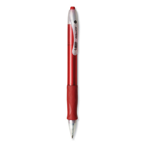 Picture of Velocity Easy Glide Ballpoint Pen, Retractable, Medium 1 mm, Red Ink, Translucent Red Barrel, Dozen