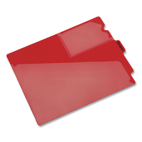 Picture of Colored Poly Out Guides with Center Tab, 1/3-Cut End Tab, Out, 8.5 x 11, Red, 50/Box