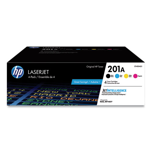 Picture of HP 201A, (CF400A-Q) 4-Pack Black/Cyan/Magenta/Yellow Original LaserJet Toner Cartridges