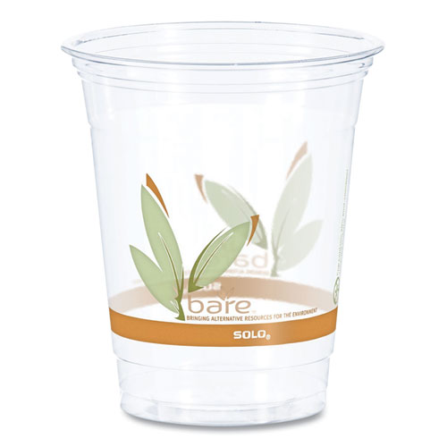 Picture of Bare Eco-Forward RPET Cold Cups, 12 oz to 14 oz, Leaf Design, Clear, Squat, 50/Pack, 20 Packs/Carton