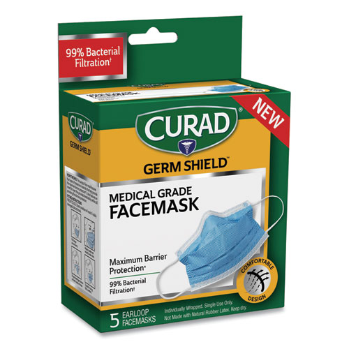 Picture of Germ Shield Medical Grade Maximum Barrier Face Mask, Pleated, 10/Box