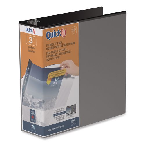 Picture of QuickFit D-Ring View Binder, 3 Rings, 2" Capacity, 11 x 8.5, Black