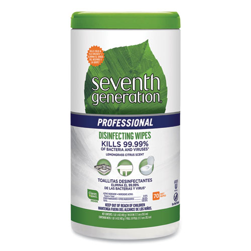 Seventh+Generation+Professional+Disinfecting+Wipes+-+Wipe+-+Lemongrass+Citrus+Scent+-+70+%2F+Can+-+1+Each