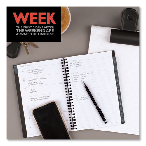 Picture of Elevation Academic Weekly/Monthly Planner, 8.5 x 5.5, Black Cover, 12-Month (July to June): 2024 to 2025