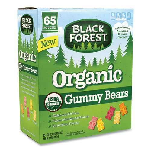 Picture of Organic Gummy Bears, 0.8 oz Pouch, 65 Pouches/Carton