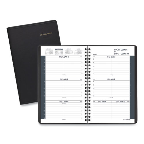 Picture of Weekly Block Format Appointment Book Ruled for Hourly Appointments, 8.5 x 5.5, Smooth Black Cover, 12-Month(Jan to Dec): 2023