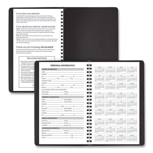 Picture of Weekly Block Format Appointment Book Ruled for Hourly Appointments, 8 x 5, Black Cover, 12-Month (Jan to Dec): 2025