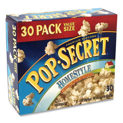 Picture of Microwave Popcorn, Homestyle, 3 oz Bags, 30/Carton, Ships in 1-3 Business Days