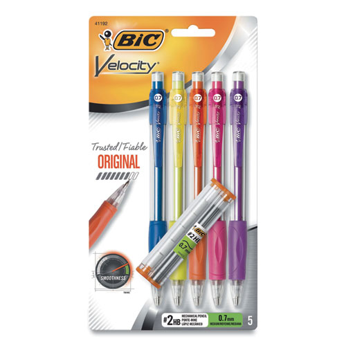 Velocity+Original+Mechanical+Pencil%2C+0.7+Mm%2C+Hb+%28%232%29%2C+Black+Lead%2C+Assorted+Barrel+Colors%2C+5%2Fpack