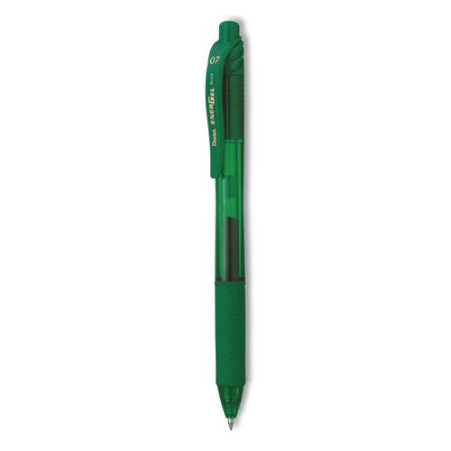 Picture of EnerGel-X Gel Pen, Retractable, Medium 0.7 mm, Green Ink, Translucent Green/Green Barrel, Dozen