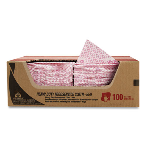 Picture of Heavy-Duty Foodservice Cloths, 12.5 x 23.5, Red, 100/Carton