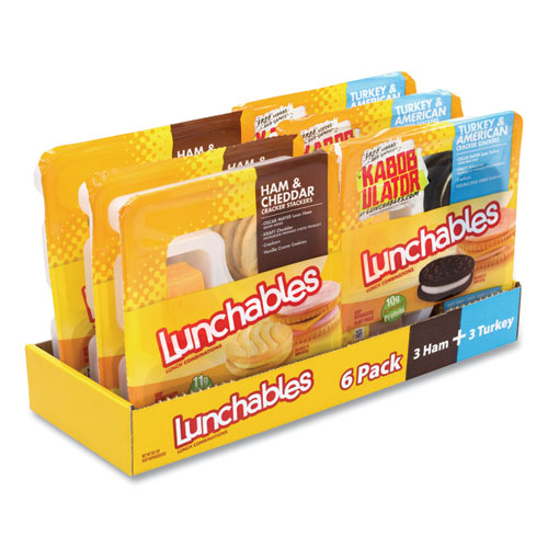 Picture of Lunchables Variety Pack, Turkey/American and Ham/Cheddar, 6/Carton