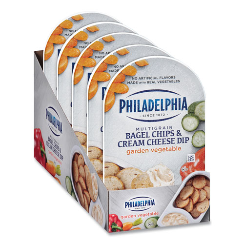 Picture of Multigrain Bagel Chips and Garden Vegetable Cream Cheese Dip, 2.5 oz, 5/Carton