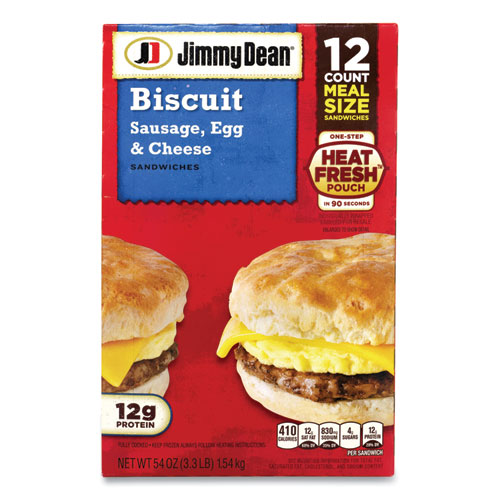 Picture of Biscuit Breakfast Sandwich, Sausage, Egg and Cheese, 54 oz, 12/Box, Ships in 1-3 Business Days