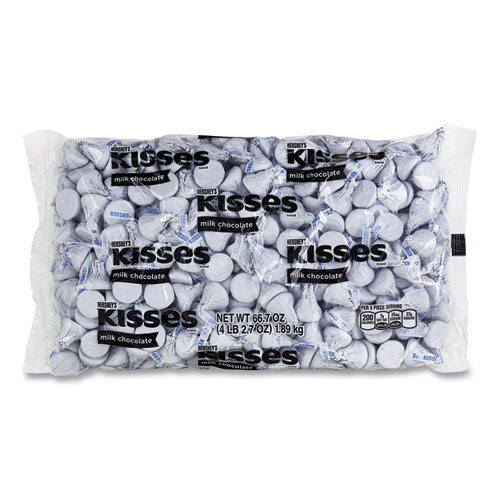 Picture of KISSES, Milk Chocolate, White Wrappers, 66.7 oz Bag