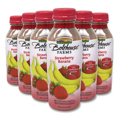 Picture of 100% Fruit Juice Smoothie, Strawberry Banana, 15.2 oz Bottle, 6/Carton, Ships in 1-3 Business Days