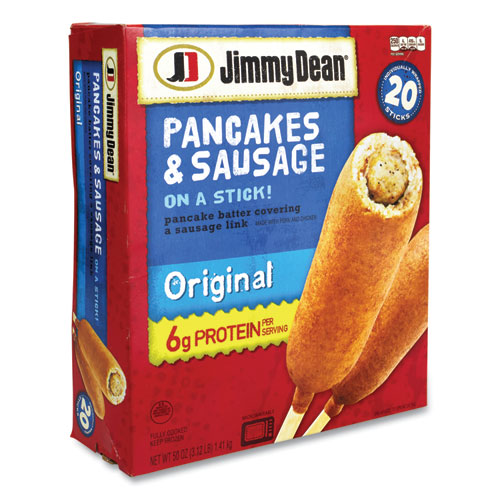 Picture of Pancakes and Sausage on a Stick, Original, 50 oz Box, 20/Box, Delivered in 1-4 Business Days