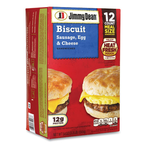 Picture of Biscuit Breakfast Sandwich, Sausage, Egg and Cheese, 54 oz, 12/Box, Ships in 1-3 Business Days