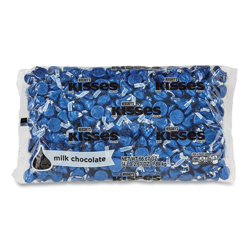 Picture of KISSES, Milk Chocolate, Dark Blue Wrappers, 66.7 oz Bag