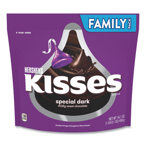 Picture of KISSES Special Dark Chocolate Candy, Family Pack, 16.1 oz Bag, 2 Bags/Pack, Ships in 1-3 Business Days