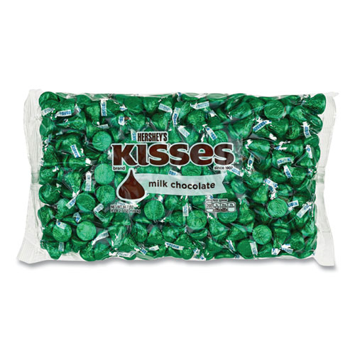Picture of KISSES, Milk Chocolate, Green Wrappers, 66.7 oz Bag
