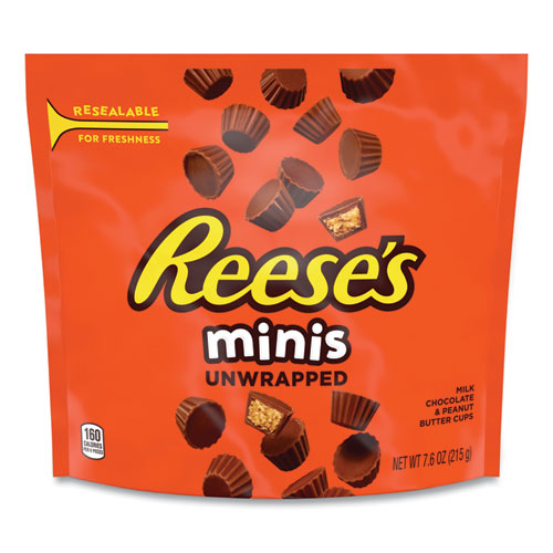 Picture of Peanut Butter Cups Unwrapped Miniatures, Resealable Bag, 7.6 oz Bag, 4/Pack, Ships in 1-3 Business Days