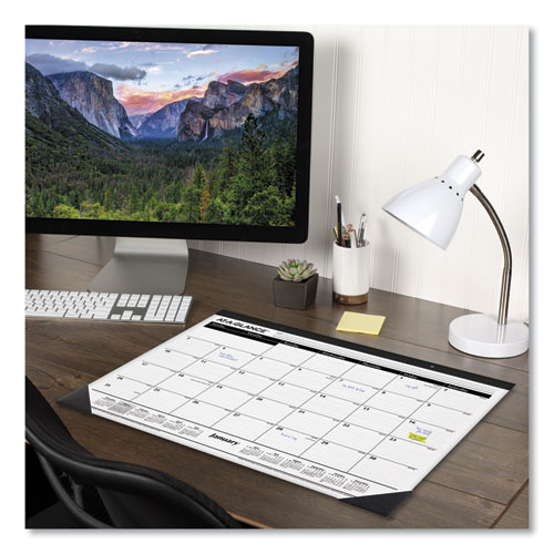 Picture of Ruled Desk Pad, 22 x 17, White Sheets, Black Binding, Black Corners, 12-Month (Jan to Dec): 2025