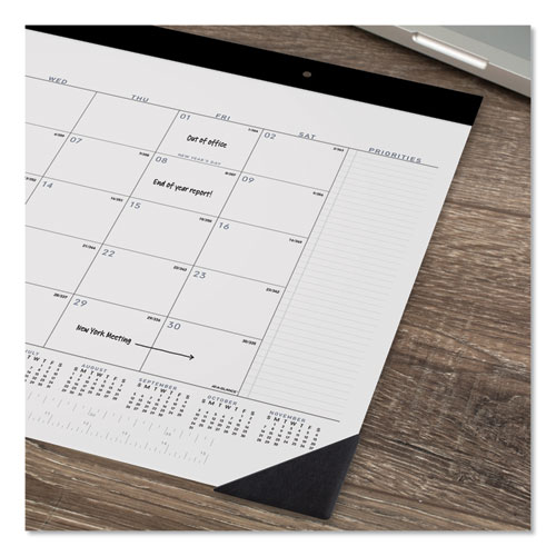 Picture of Contemporary Monthly Desk Pad, 22 x 17, White Sheets, Black Binding/Corners,12-Month (Jan to Dec): 2025