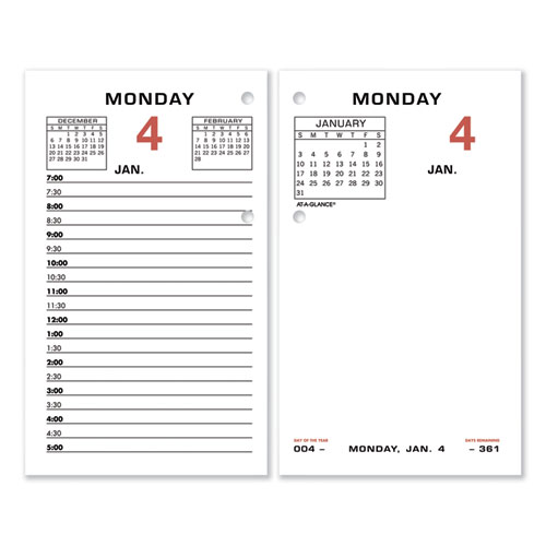 Picture of Two-Color Desk Calendar Refill, 3.5 x 6, White Sheets, 12-Month (Jan to Dec): 2024