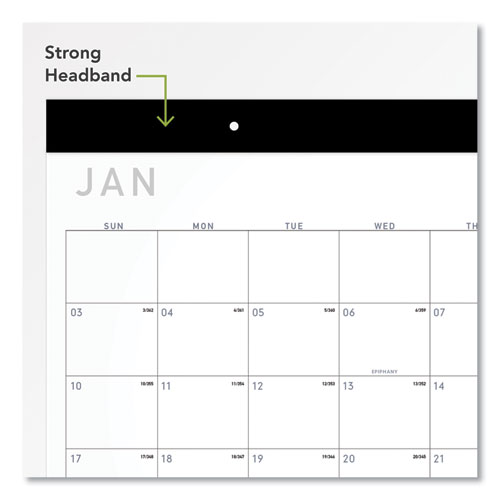 Picture of Contemporary Monthly Desk Pad, 22 x 17, White Sheets, Black Binding/Corners,12-Month (Jan to Dec): 2025