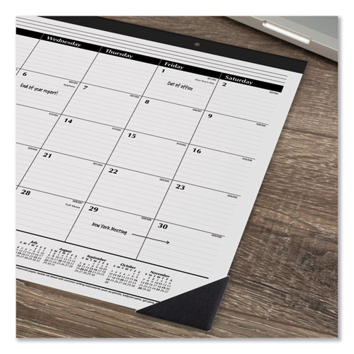 Picture of Ruled Desk Pad, 22 x 17, White Sheets, Black Binding, Black Corners, 12-Month (Jan to Dec): 2025