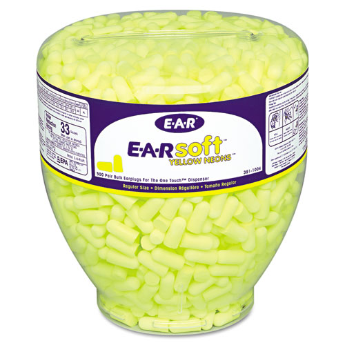 E-A-Rsoft+Neon+Tapered+Earplug+Refill%2C+Cordless%2C+Yellow%2C+500%2FBox