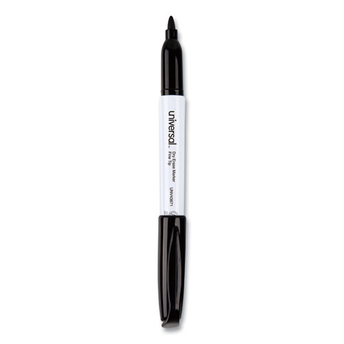 Picture of Pen Style Dry Erase Marker, Fine Bullet Tip, Black, Dozen