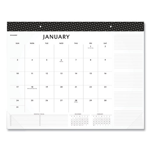 Elevation Desk Pad Calendars, 21.75 X 17, White Sheets, Black Binding, Clear Corners, 12-Month (jan To Dec): 2022