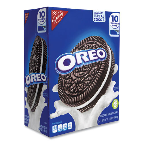 Picture of Oreo Chocolate Sandwich Cookies, 5.25 oz Pouch, 10 Pouches/Box, Delivered in 1-4 Business Days
