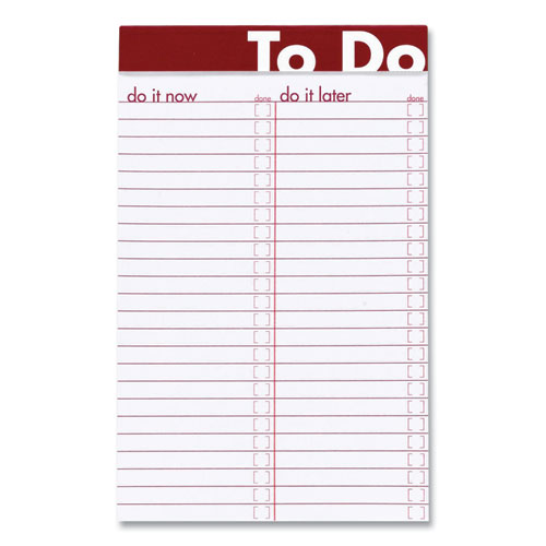 Picture of To Do Notepads, List-Management Format, Randomly Assorted Headband Colors, 50 White 5 x 8 Sheets