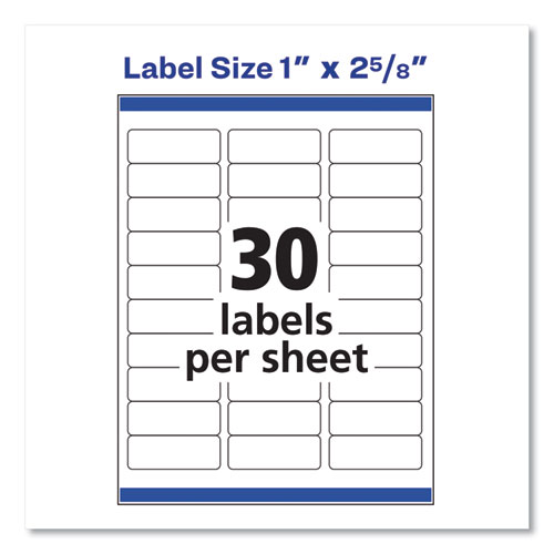 Picture of Easy Peel White Address Labels with Sure Feed Technology, Inkjet Printers, 1 x 2.63, White, 30/Sheet, 10 Sheets/Pack