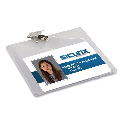 Picture of SICURIX Badge Holder, Horizontal, 3 x 4, Clear, 50/Pack