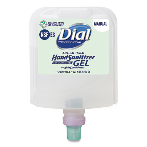 Picture of Antibacterial Gel Hand Sanitizer Refill for Dial 1700 Dispenser, 1.2 L Refill, Fragrance-Free, 3/Carton