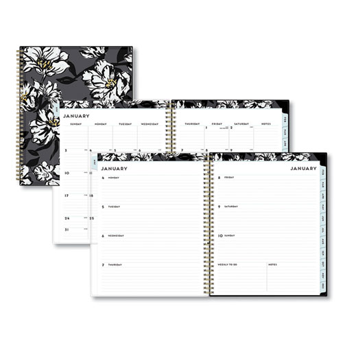 Picture of Baccara Dark Create-Your-Own Cover Weekly/Monthly Planner, Floral, 11 x 8.5, Gray/Black/Gold Cover, 12-Month (Jan-Dec): 2023