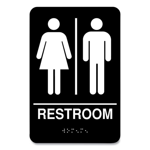 Picture of Indoor Restroom Door Sign, Unixex 5.5 x 8.5, Black/White