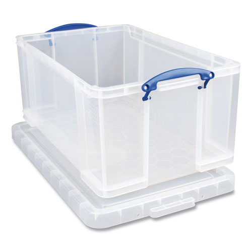 Picture of Snap-Lid Storage Bin, 16.9 gal, 17.31" x 28" x 12.25", Clear/Blue