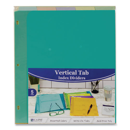 Picture of Index Dividers with Vertical Tab, 5-Tab, 11.5 x 10, Assorted, 1 Set