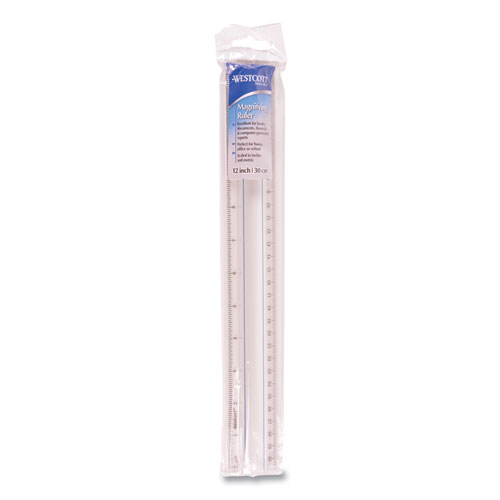 Picture of 12" Magnifying Ruler, Standard/Metric, Plastic, Clear