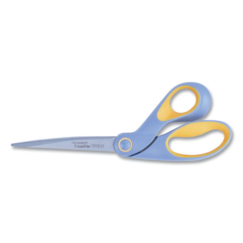 Picture of ExtremEdge Titanium Bent Scissors, 9" Long, 4.5" Cut Length, Gray/Yellow Offset Handle