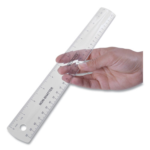 Picture of Non-Shatter Flexible Ruler, Standard/Metric, 12" Long, Plastic, Clear