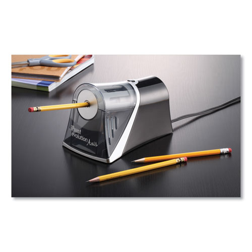 Picture of iPoint Evolution Axis Pencil Sharpener, AC-Powered, 4.25 x 7 x 4.75, Black/Silver